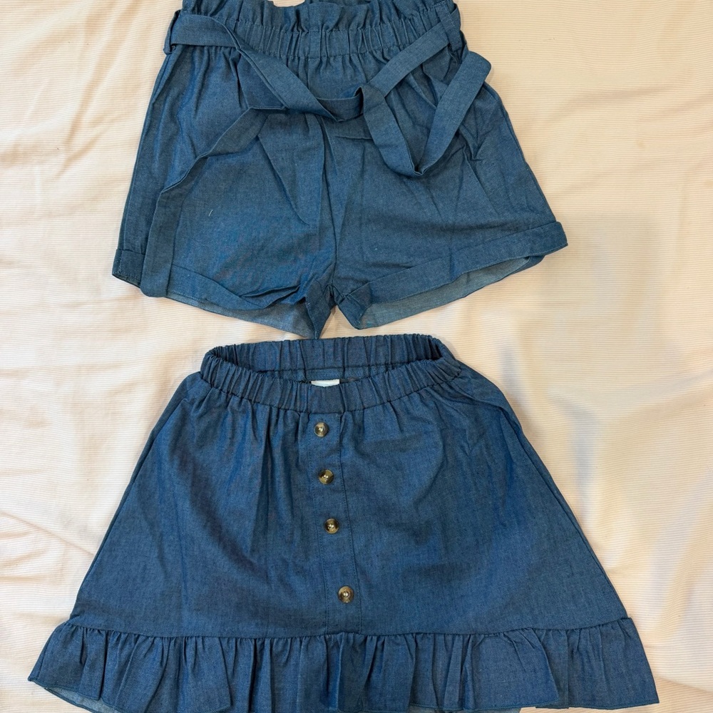 PatPat Denim Blue Women's Shorts and Skirt Set